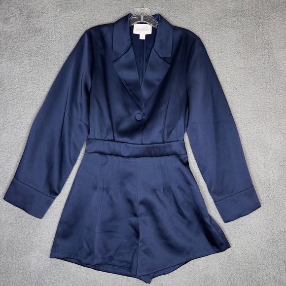 Mare Mare Pants - Anthropologie Mare Mare Navy Blue Long Sleeve Romper Blazer Style Size S